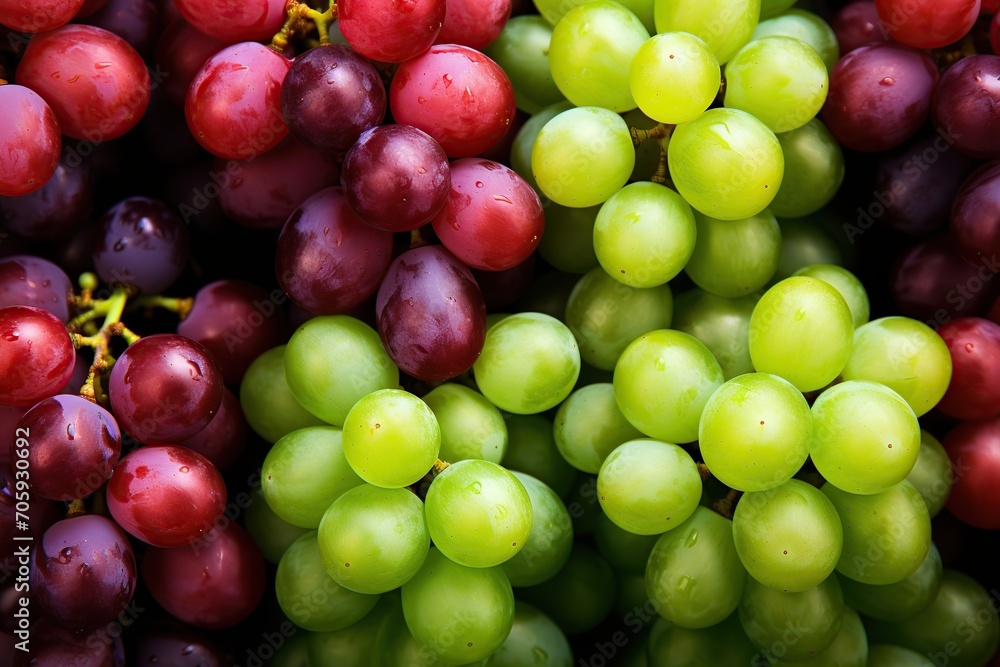 Background of ripe red and green grape