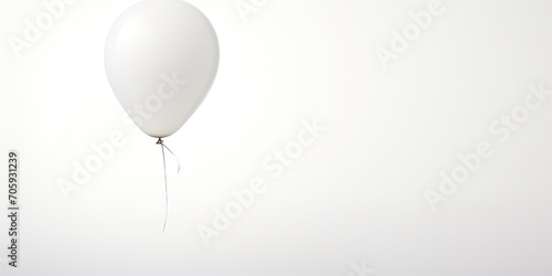 Minimal white balloon concept outstandingly floating on white background.