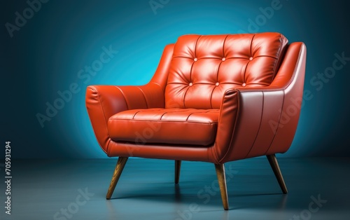 Red leather armchair, studi...