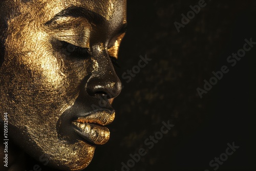 Beautiful woman with golden makeup