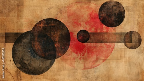 Generative AI, Abstract background in warm brown earth tones, circle geometric shapes