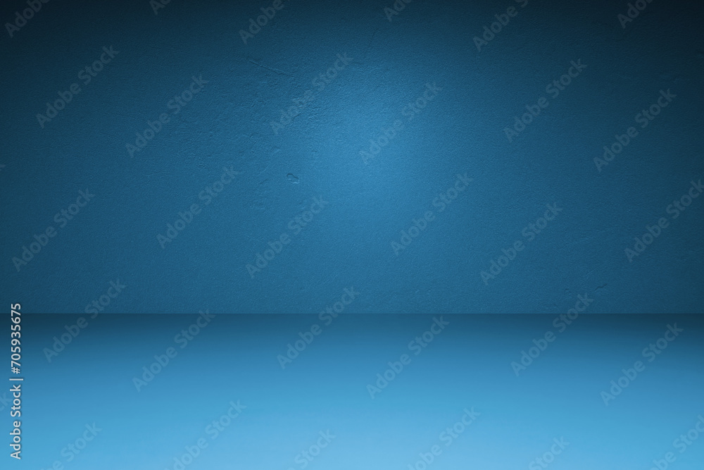 Light blue wall and floor background, stage for product demonstration, mockup