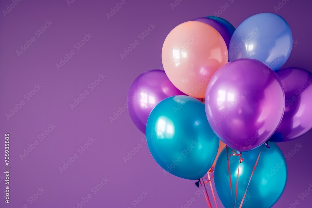 Bunch of bright balloons and space for text against color background Bunch of bright balloons and space for text against color background