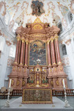 LUZERN, SWITZERLAND - JULY 24, 2022: The main altar of Jesuit church (by Christoph Bruck and Heinrik Mayers) with painting of Glory of St. Francis Xavier by Francesco Innocenzo Toriani (1681).