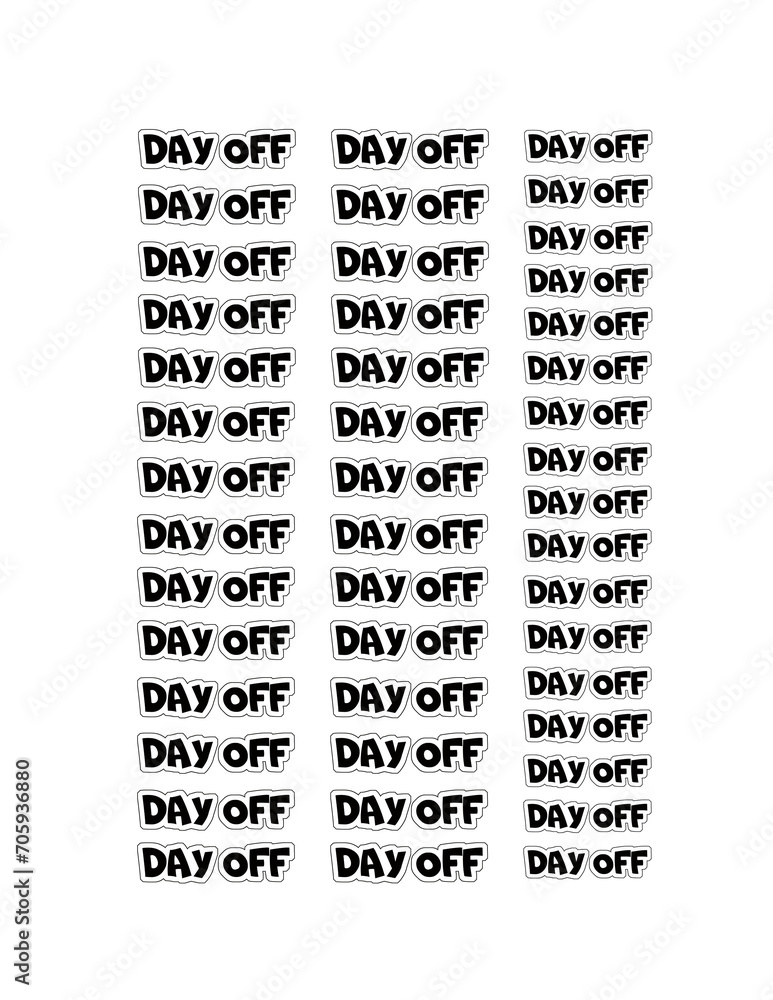 Kawaii Stickers Day Off Reminders Quotes Planner sticker, png, transparent background
