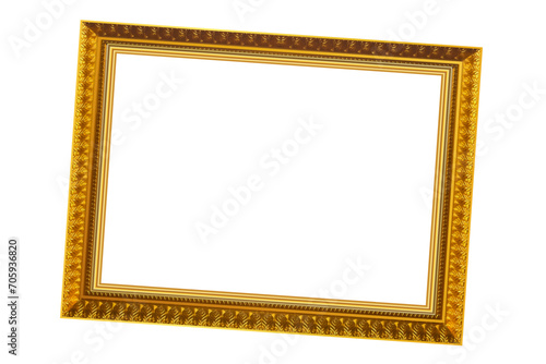 Vintage gold realistic frame for collages, portraits, etc. Template for designs, png. Vector illustration