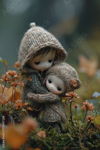 brother and sister hugging in the garden © Natalia
