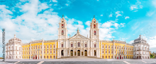 Protugal - Panoramic view of National Palace of Mafra - Franciscan convent.