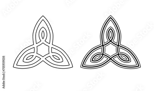 Celtic knot traditional symbol. Trinity knot line art vector illustration.