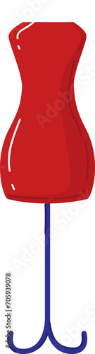 Red dressmaker mannequin stand isolated on white. Fashion design tailor dummy vector illustration.