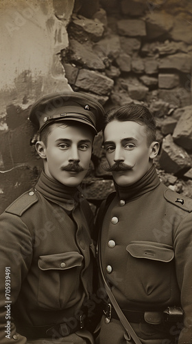 Deux soldats français dans les tranchées pendant la première guerre mondiale (WWI)