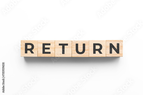 return wooden cubes on white background