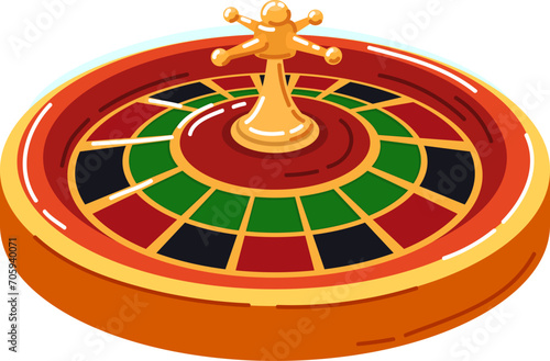 Casino roulette wheel with ball. Isolated gambling concept. Casino games and betting vector illustration