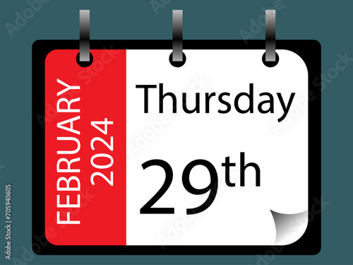 Desk Calendar of the 29th February 2024 Leap Day.  Leap Year concept