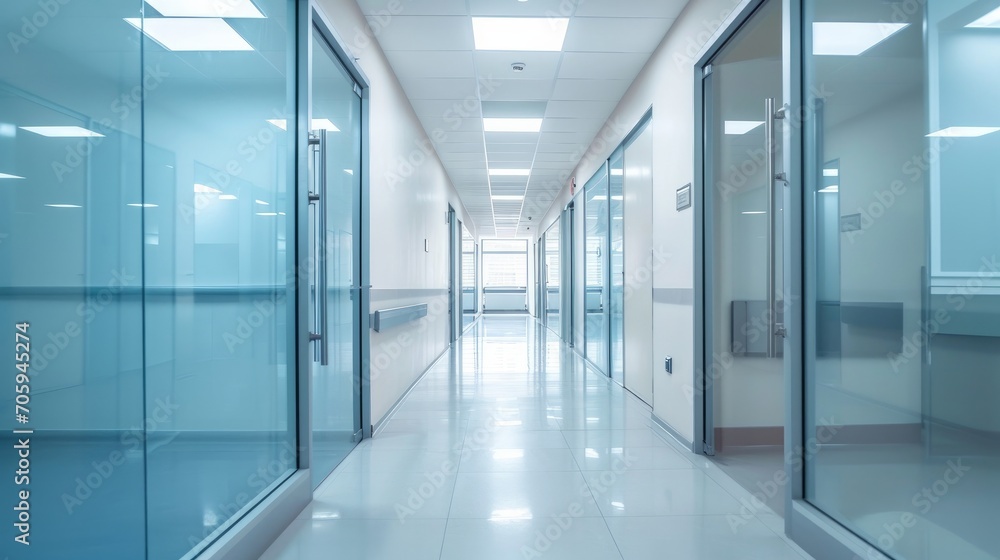 Obraz premium Glass walls in corridor at medical clinic