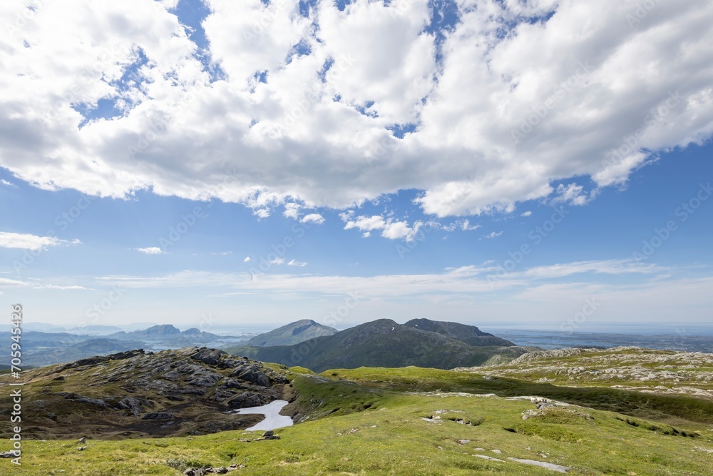 Hiker in the mountains,Brønnøy,Helgeland,Norway