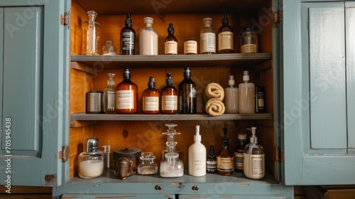 Neatly arranged medicine cabinet
