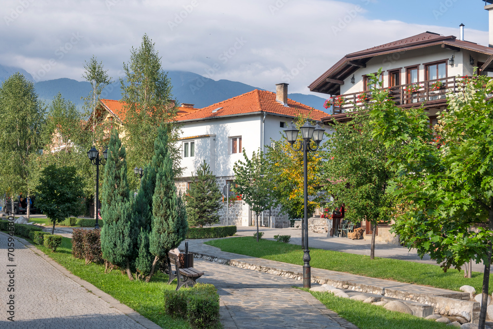 Typical street and buildings at old town of Bansko, Bulgaria Typical street and buildings at old town of Bansko, Bulgaria