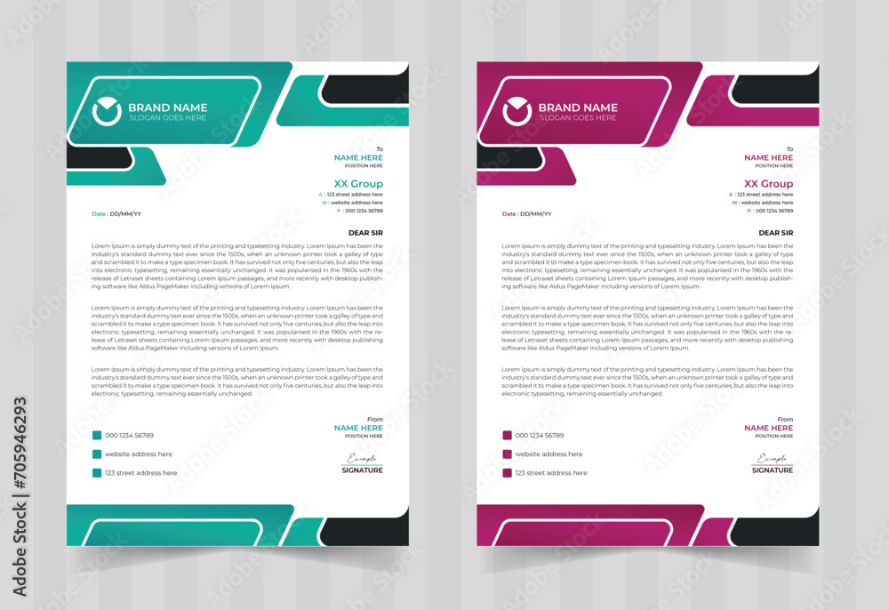 modern and corporate business letterhead design template