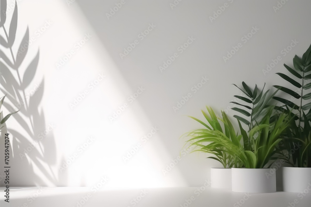 Minimalistic light background with blurred foliage shadow Minimalistic light background with blurred foliage shadow
