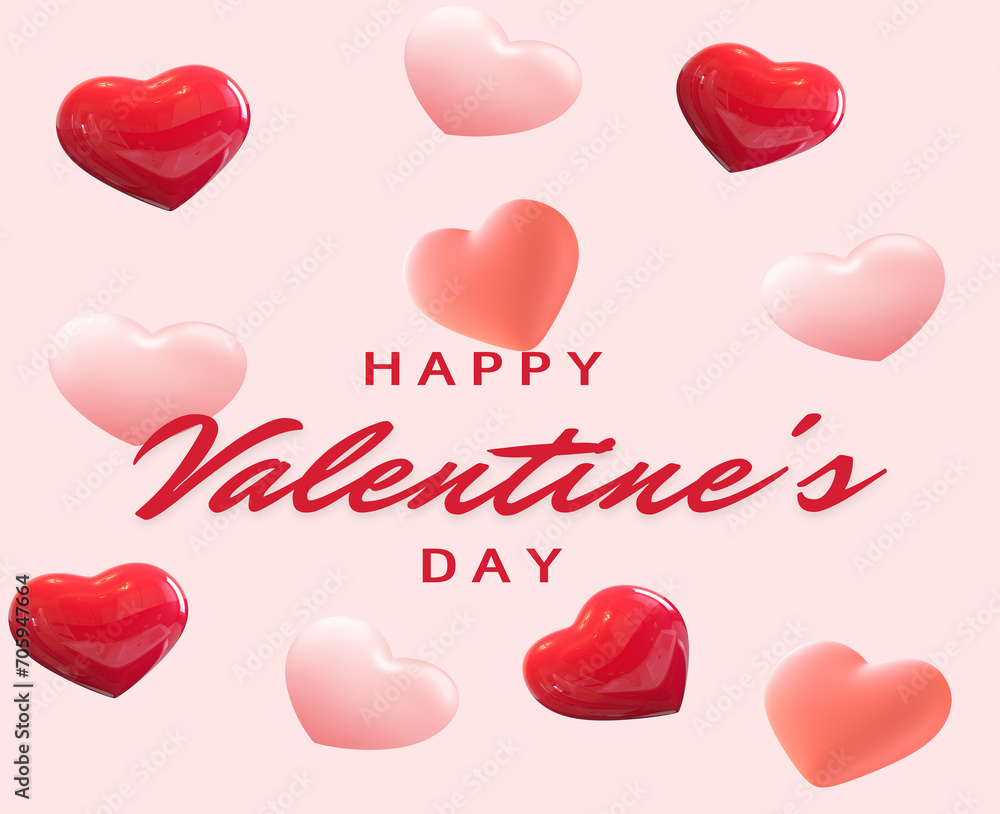 Place for text. Happy Valentine's day sale header or voucher template with hearts