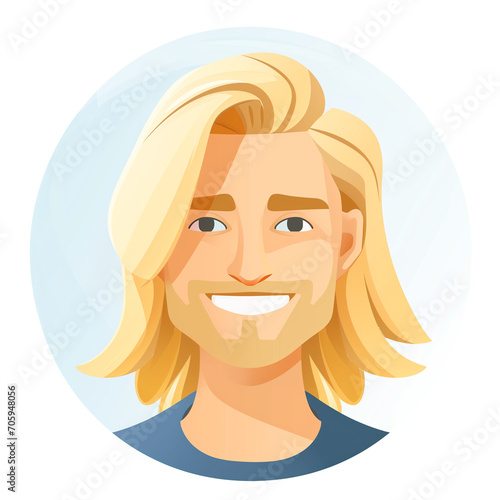 Illustration of blonde white man, avatar in flat design