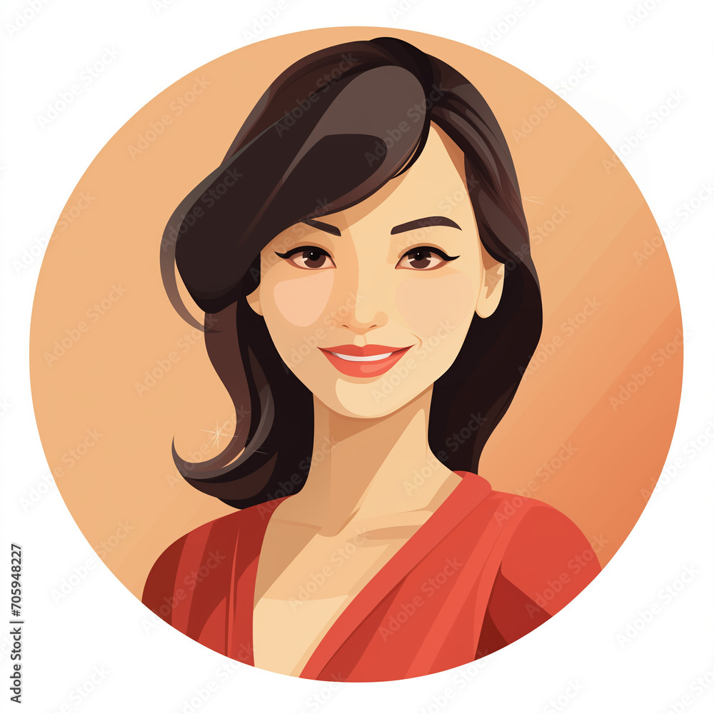 Illustration of white woman, avatar in flat design