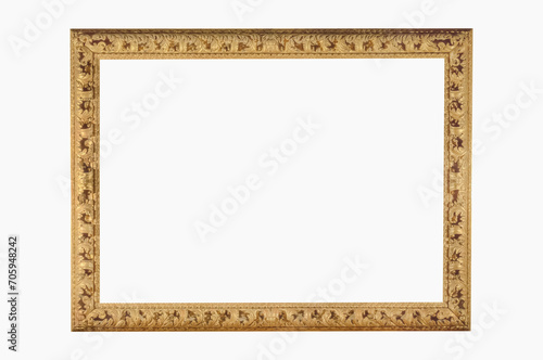 Photo frame carved engraved vintage floral ornamental thin isolated white