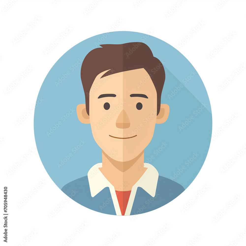 Illustration of white man, avatar in flat design