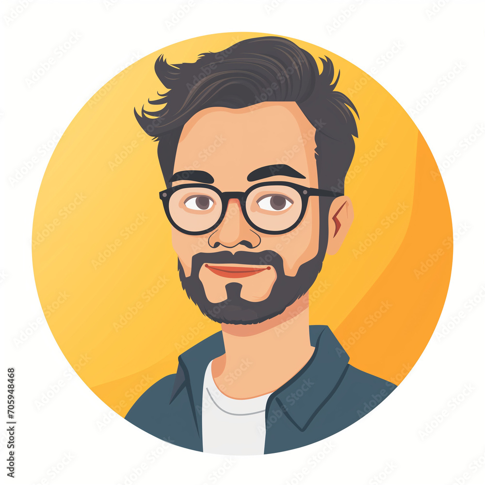 Illustration of white man, avatar in flat design