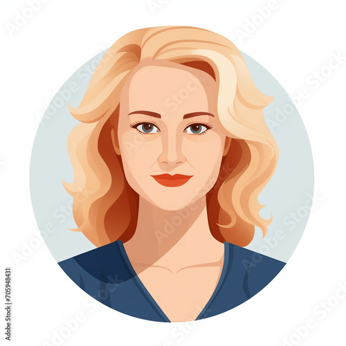 Illustration of white blonde woman, avatar in flat design