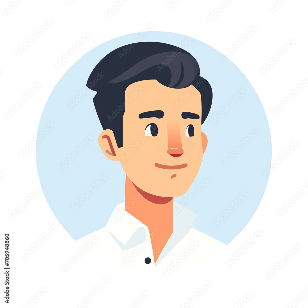 Illustration of white man, avatar in flat design