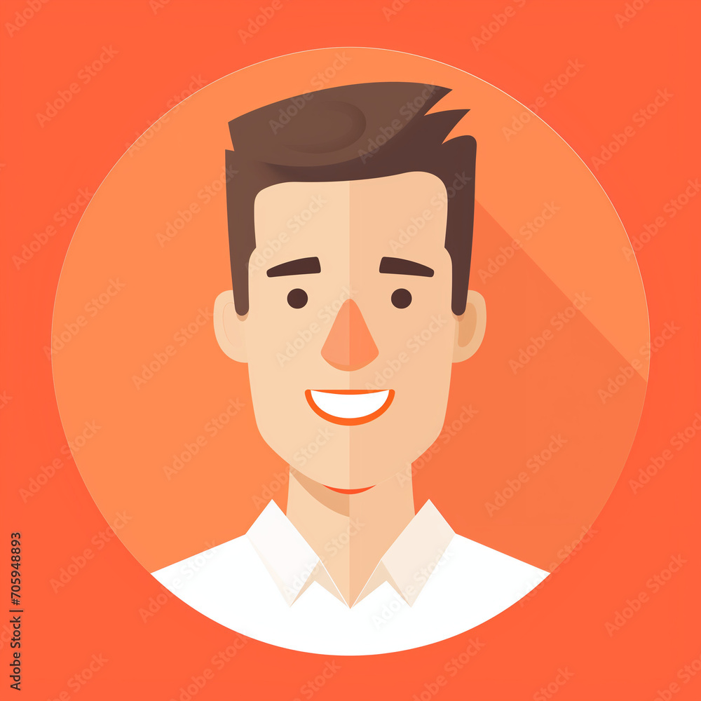 Illustration of white man, avatar in flat design