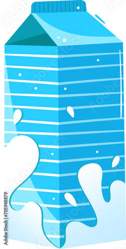 Blue milk carton with a missing puzzle piece. Dairy packaging design, missing piece concept. Milk carton puzzle vector illustration. photo