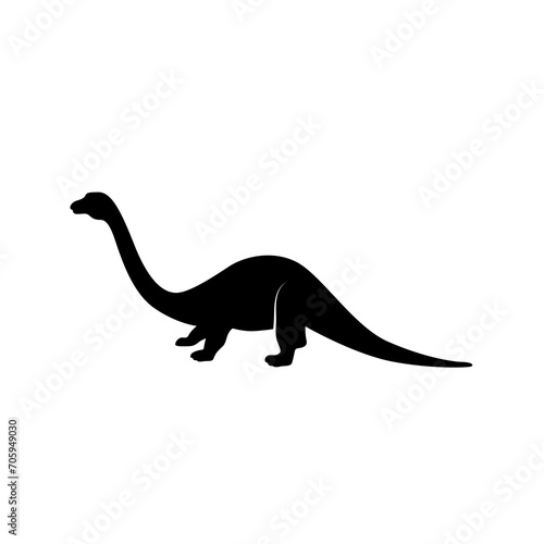 Fototapeta Naklejka Na Ścianę i Meble -  Find dinosaur silhouettes. Illustration of a group of icons of dinosaur silhouettes on black backgrounds. View the later logo, profile.