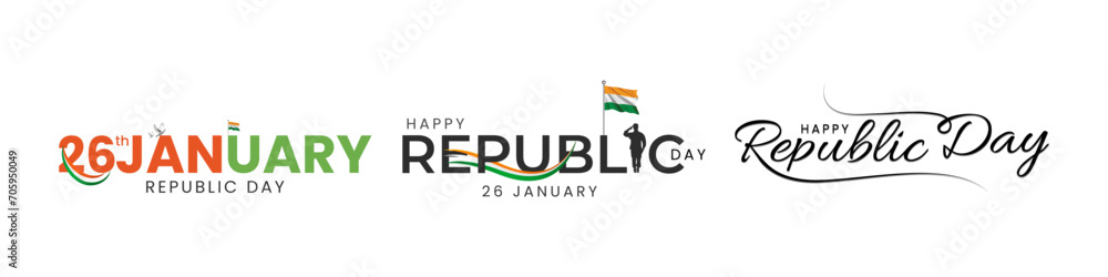 75th Indian Republic Day, 26 January Celebration Social Media Post, Web Benner, Status Wishes	 - obrazy, fototapety, plakaty 