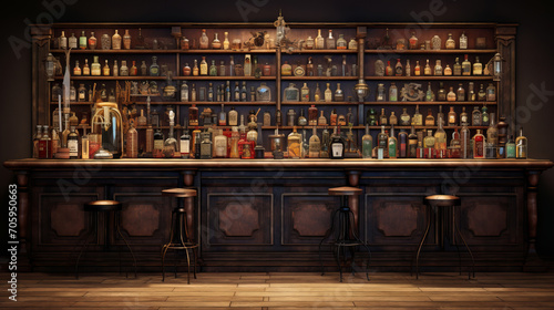 Wood panel leather bar interior photo