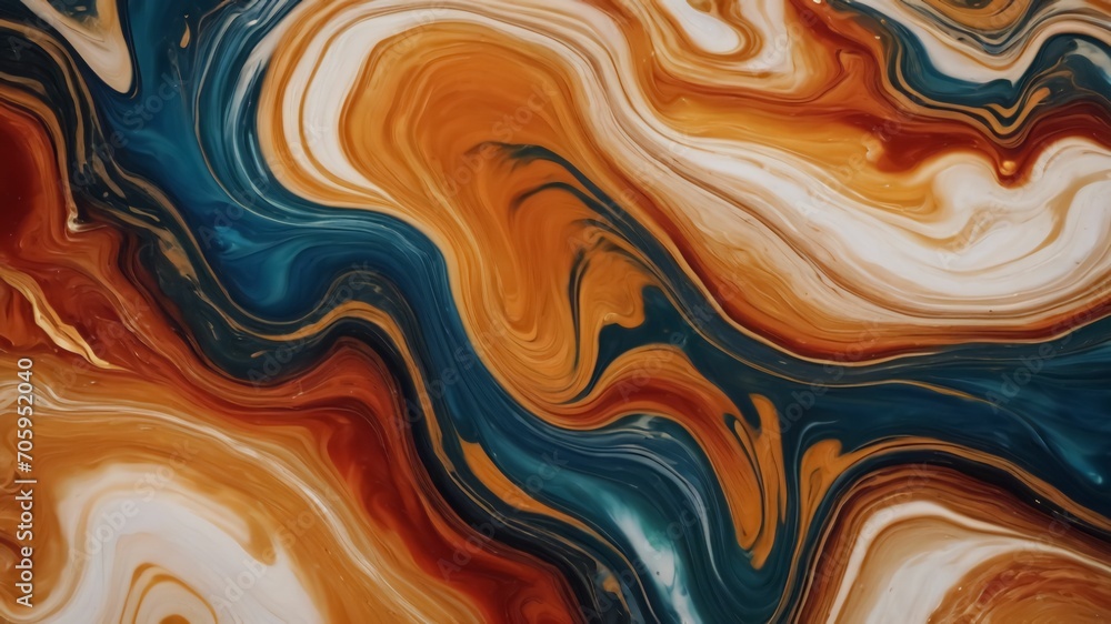 Luxurious Marbling Background. Paint Swirls in Beautiful Teal and Orange colors, with Gold Powder.Generative Ai Luxurious Marbling Background. Paint Swirls in Beautiful Teal and Orange colors, with Gold Powder.Generative Ai