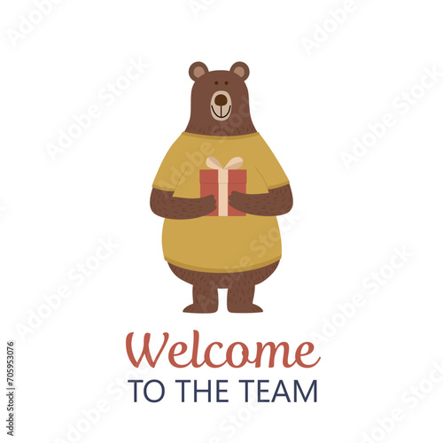 Welcome to the team card, bear with gift