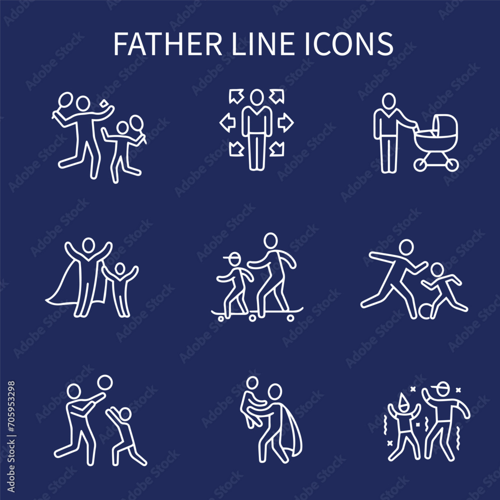 father line icon vector design set