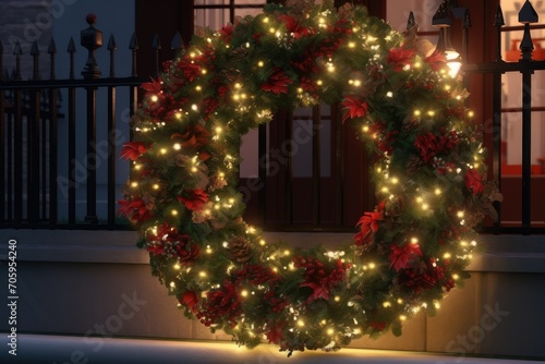 Outdoor Christmas wreaths with lights 
