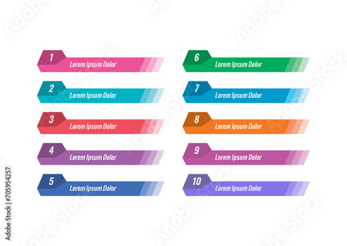 ten steps colorful bar banner template. technological banner template. banner set for internet, web, magazine
