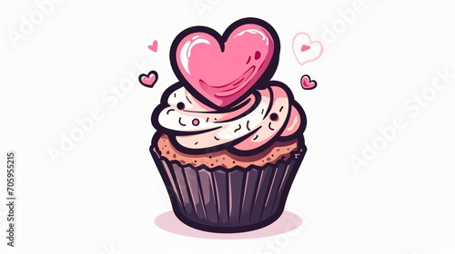 Cupcake with Heart Decoration for Valentine s Day AI Generated