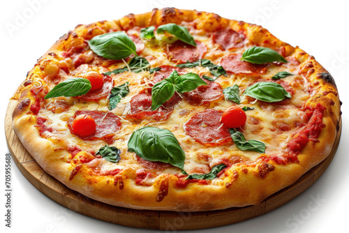 Delicious homemade Italian pizza with mozzarella, basil, and tomato sauce.
