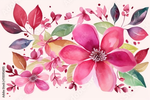 Pink Watercolor Flower Design 