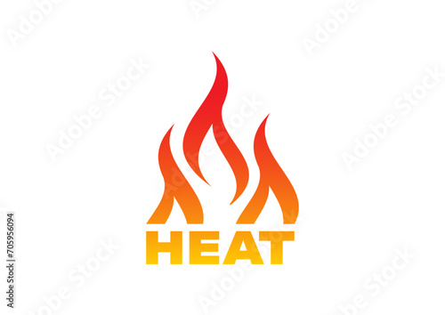 word heat and flames on white background. heat logo