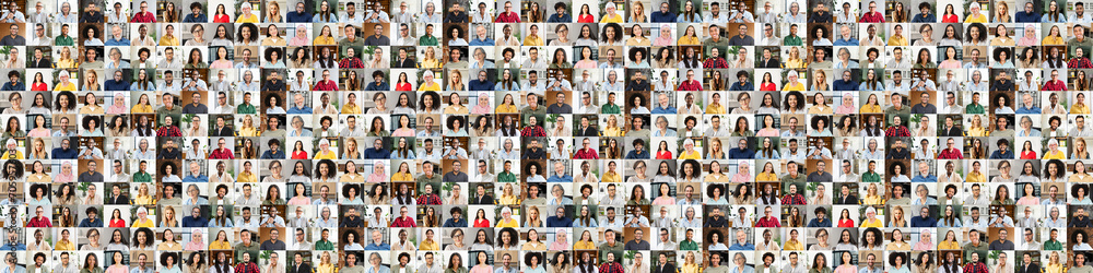 © Vadim Pastuh - A diverse series of faces fill the frame, showcasing men and women from various ethnic backgrounds in professional attire, the concept is to represent diversity and inclusivity in the workplace