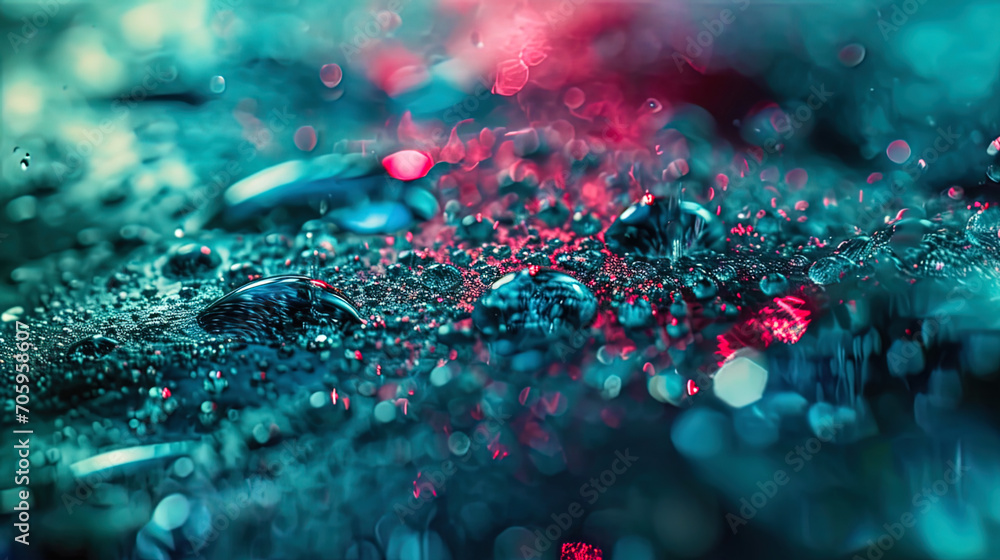 Abstraction using water drops, creating spectacular and dynamic textures - obrazy, fototapety, plakaty 