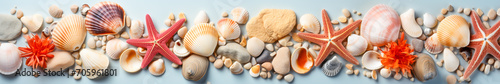 Top-Down Shot of Beach Sand, Sea Stones, and Shells