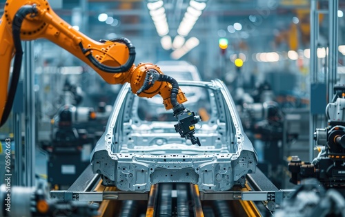 Modern factory with robotic...